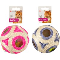 Flamingo Igračka za mačke - Sisal lopta 11cm Zvečka+Catnip 1kom