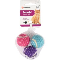 Flamingo Igračka za mačke - Teniska loptica+Zvono Multicolour 4cm 3kom