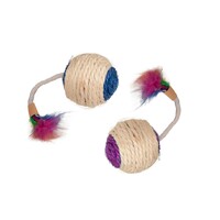 Flamingo Igračka za mačke - Sisal lopta 6cm Zvečka+Perje 1kom