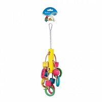 Duvo+ Igračka za ptice - Šareno drveno prstenje sa kockama 33cm