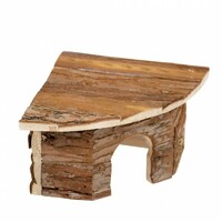 Duvo+ Drvena kućica za sitne životinje ugaona Lodge Bark 22X22X13cm