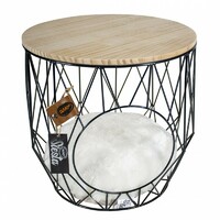 Duvo+ Korpa za mačke, Caviar + Wooden Table Top 33X33X39cm crna
